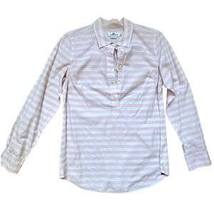 Vineyard Vines Striped Button Up Long Sleeve Shirt Popover Pink White Women sz 8